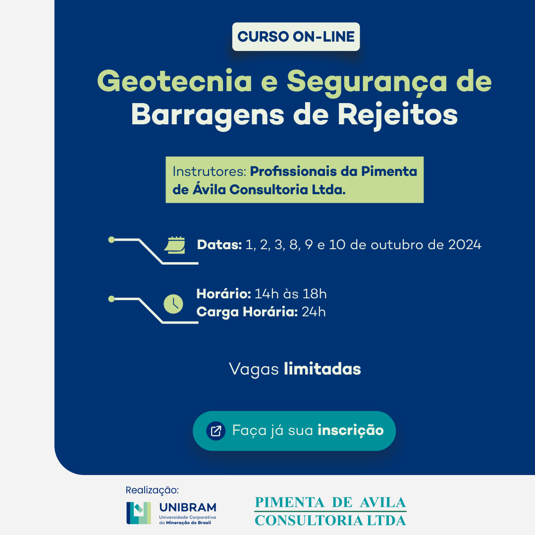 Curso Geotecnia e Segurança de Barragens de Rejeitos