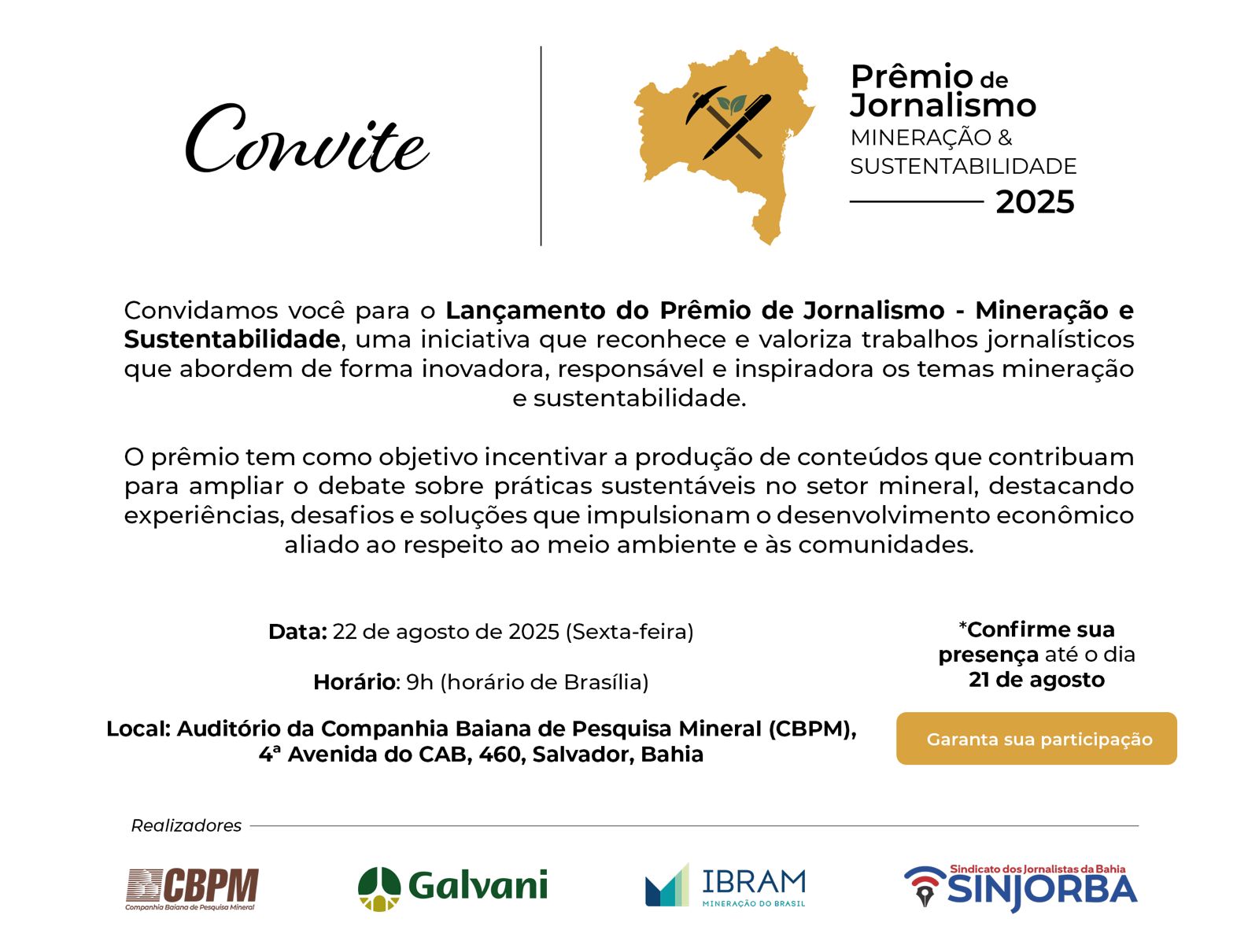 Prêmio de Jornalismo – Mineração e Sustentabilidade