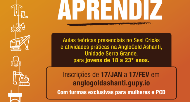AngloGold Ashanti busca aprendizes para unidade de Crixás (GO)