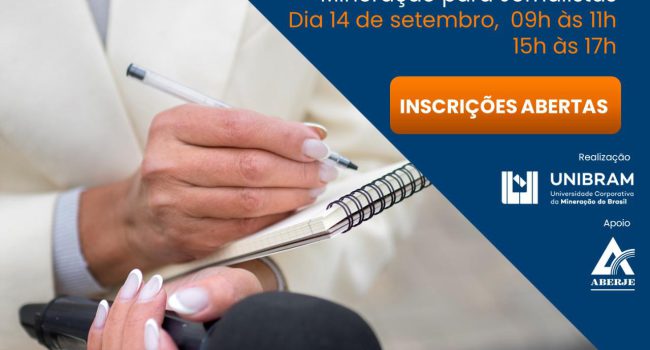 EXPOSIBRAM 2022: jornalistas, assessores de imprensa e estudantes terão curso gratuito sobre mineração