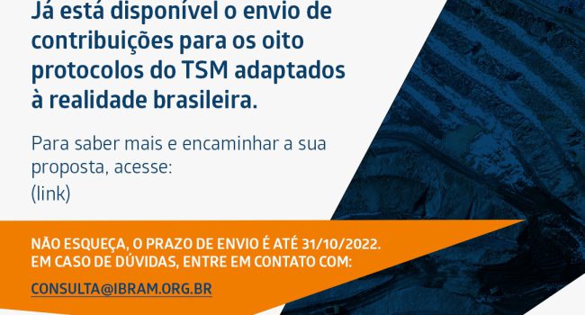 IBRAM lança esta semana consulta pública para 8 protocolos do TSM
