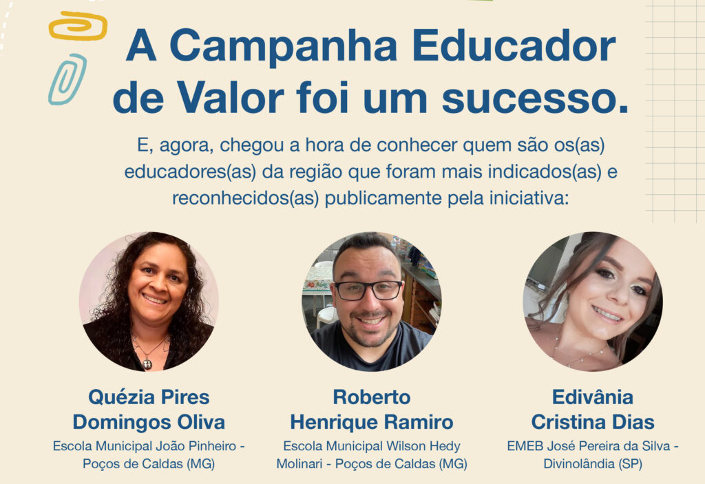 Campanha “Educador de Valor” 2022 reconhece profissionais de Educação nos territórios de atuação do Instituto Alcoa