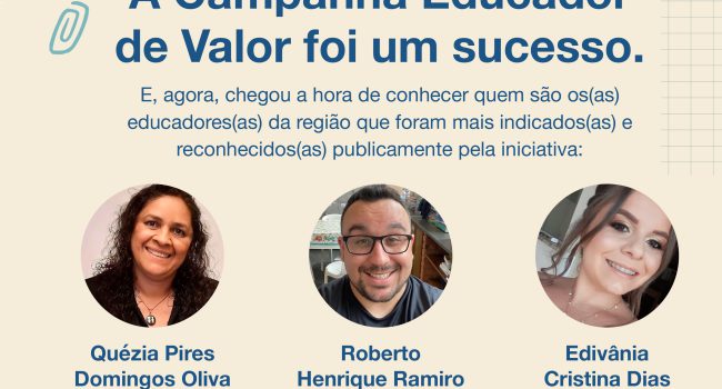 Campanha Educador de Valor 2022 reconhece profissionais de Educação nos territórios de atuação do Instituto Alcoa