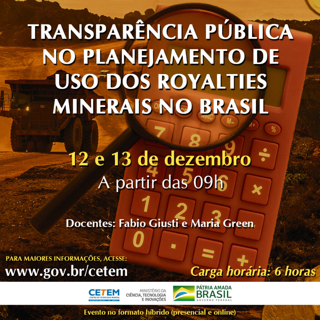 CETEM organiza curso sobre transparência no planejamento de uso dos royalties minerais