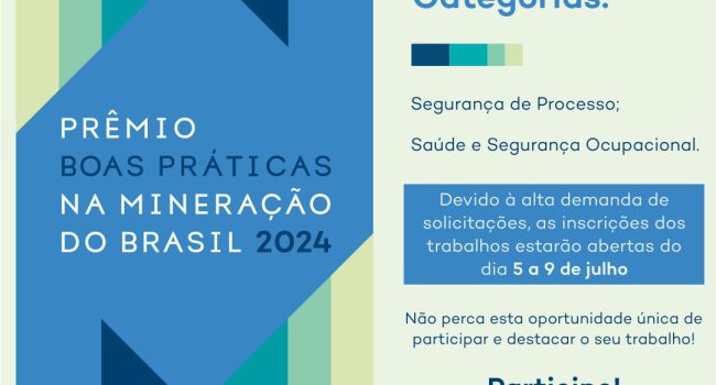 Confira as novas datas do Prêmio Boas Práticas na Mineração – edição 2024