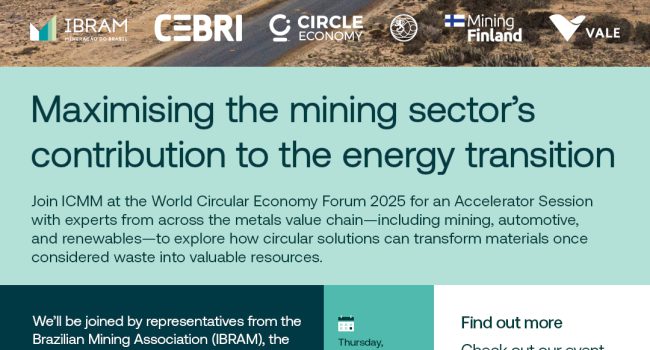 Sessão de Aceleração do WCEF2025: Maximizando a contribuição do setor de mineração para a transição energética