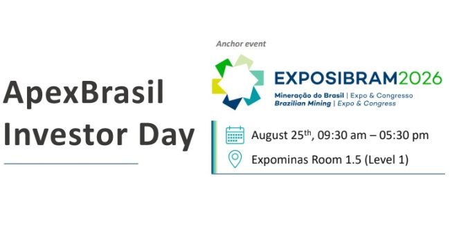 ApexBrasil e IBRAM organizarão Investor Day sobre minerais críticos durante a EXPOSIBRAM 2026